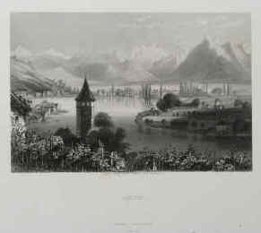 Payne / Bibby, H. - Thun. Original-Stahlstich aus Payne's Universum, No. 63. steel engraving by A. H. Payne after H. Bibby. Leipzig, Verlag der Englischen Kunstanstalt von A. H. Payne, um 1849 