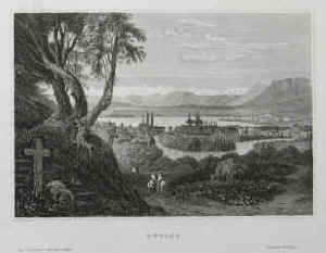 Zürich Original-Stahlstich von C. Reiss. Ansicht von Zürich mit Zürichsee und Alpen im Hintergrund. Hildburghausen, Kunstanstalt Bibliographisches Institut, (1844)
