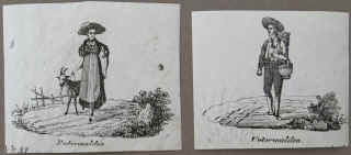 Unterwalden 2 Kupferstiche mit Unterwaldener Trachten. um 1800