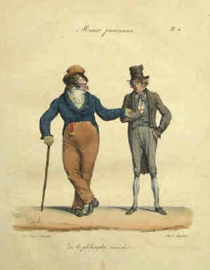 Lithographie Moeurs Parisiennes de Edmé Jean Pigal, Hand-coloured original lithograph. Gihaut et Martinet, 1825.