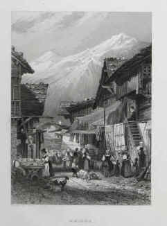 Marmier, Xavier / Rouargue frères - Brienz Original-Stahlstich von Rouargue frères aus Voyage en Suisse. Paris, Morizot, 1862