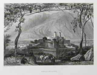  Bellinzona Ansicht Stahlstich von Rouargue frères aus Voyage en Suisse, Xavier Marmier, Paris, Morizot, 1862