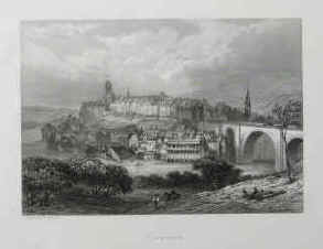 Marmier, Xavier / Rouargue frères - Berne (Ansicht von Bern) Original-Stahlstich von Rouargue frères aus Voyage en Suisse. Paris, Morizot, 1862