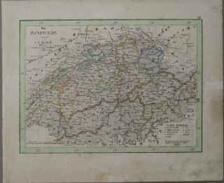 Carl Ferdinand Weiland: Die Schweiz. Grenzkolorierte Landkarte in Stahlstich. Weimar, Geographisches Institut, 1829 