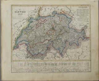 Carl Christian Franz Radefeld: Die Schweiz 1849 mit Höhen-Relief und statistischen Notizen aus Meyers Zeitungs-Atlas