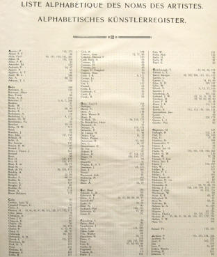 Frabige Radierungen - Alphabetisches Register der Künstler