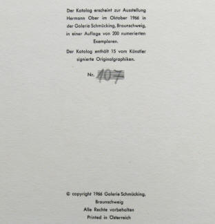 Künstler Hermann Ober Impressum 1966 Galerie Schmücking.