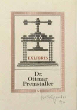 Bucheignerzeichen Exlibris von Friedrich Wolfenter für Dr. Ottmar Premstaller