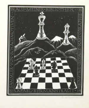 Schach Exlibris für den Schachspieler Rafael Ehrmanntraut