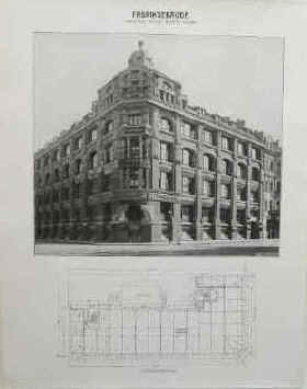 Alfons Berger - Fabrikgebäude - Architekt Alfons Berger in Leipzig. In dem Gebäude waren die Firmen Meisenbach Riffarth & Co / C. Rüger Messinglinien-Fabrik / L. A. Klepzig Verlagsbuchhandlung / Hallberg & Büchting Druckerei / Schrader Fabrik.