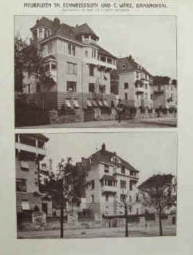 Friedrich Werz und Paul Huber, - Neubauten Th. Schweisguth und C. Werz in Wiesbaden Dambachtal - Architekten Friedrich Werz und Paul Huber in Wiesbaden.