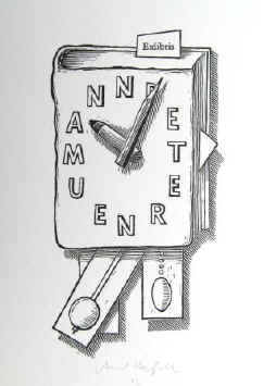 Egbert Herfurth siegnierter Acrylstich Exlibris für Peter Neumann