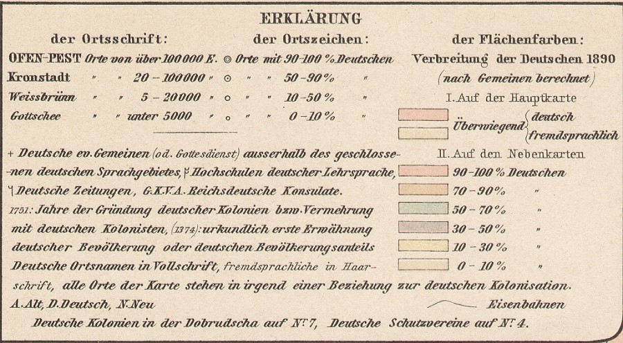 Paul Langhans - Deutsche Kolonisation im Osten I - Erklärung - Legende der Kolonie-Karten