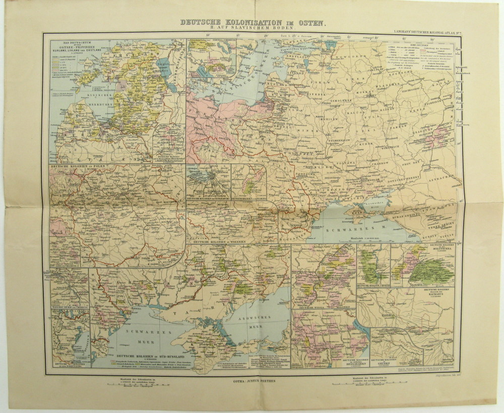 Ostslawen Karte Paul Langhans - Deutsche Kolonien im Osten II. Auf slawischem Boden. Kolonialatlas, Gotha, Justus Perthes, 1897. 