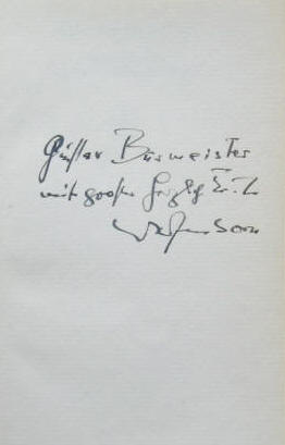 Günther Weisenborn handschriftliche Widmung an Gustav Burmester 1956.