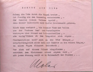 Molar, Karl-Ernst Hockemeyer 1907-1964, Sonett auf Elba.