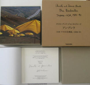 Christo & Jeanne-Claude, Masa Yanag, Wolfgang Volz:  The Umbrellas. 2 volumes numbered and signed by the artists.