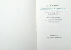 Willy Meyer-Osburg - Jean Moreas / Gotthard de Beauclair: Ausgewählte Gedichte. Vorzugsausgabe.Trajanus Presse.