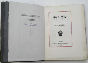  Max Geißler Gedichte. Leipzig, Staackmann 1908, signiert und nummeriert.
