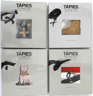 Tapies, Antoni - Agusti, Anna  Antoni Tapies - 4 volumes. Catalogue Raisonne 1943 - 1981 ( The Complete Works ). Volumes 1 - 4. Edition en francaise. Directed by Anna Agusti. Prologue Georges Raillard  Cologne, Könemann / Koenemann / Konemann, 1998 and also Barcelona, Editions Poligrafa, 1988