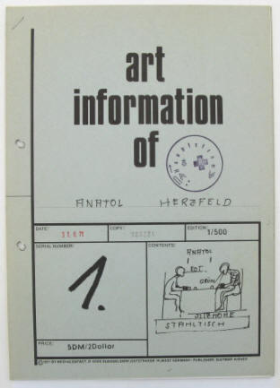Art Information 1. Anatol Herzfeld, Joseph  Beuys  Der Tisch, The Table 1971.