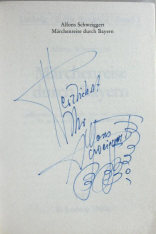 Alfons Schweiggert, 1947, handschriftliche Widmung vom Schriftsteller und Illustrator
