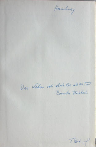 Autograph von Fritz Wartenweiler, 1889-1985, Schweizer Schriftsteller und Pädagoge.