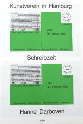 Hanne Darboven:  Schreibzeit. Katalog  Kunstverein in Hamburg 1983.