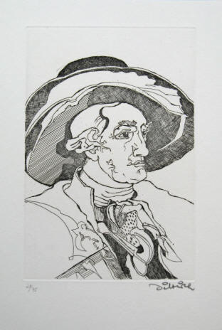 Goethe Radierung von Simon Dittrich nummeriert und signiert Vorzugsausgabe Edition Tiessen.
