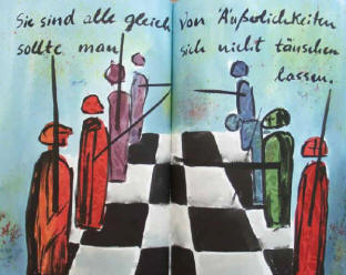 artists book chess world of pawns Schach-Welt der Bauern 3 by Elke Rehder