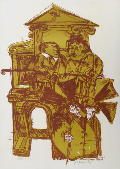 Bert Brecht Die heilige Johanna der Schlachthöfe. Lithografie von Eberhard Dänzer nummeriert und signiert.