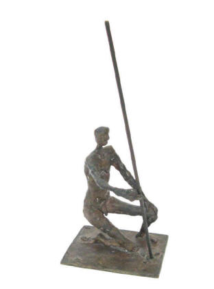 Mann mit Lanze - Bronzefigur der Stormarner Künstlerin Elke Rehder