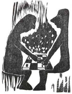 Schach Schachspieler chess players woodcut Elke Rehder