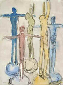 Balance on the Globe - Balance auf der Kugel Zeichnung - drawing by Elke Rehder