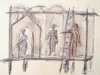 Theater Zeichnung Theatre drawing by Elke Rehder