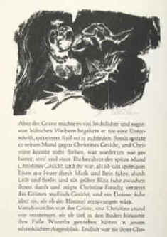 Eberlein, Klaus / Gotthelf, Jeremias "Die schwarze Spinne". Handsignierter Original Holzschnitt von Klaus Eberlein zu Jeremias Gotthelf.  