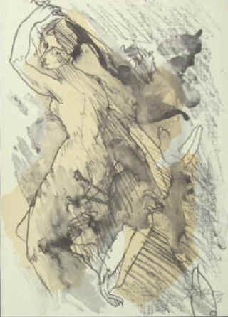 Richter, Heinrich (1920-2007) / Retif de la Bretonne  "Was sie früher verbarg". Signiert. Handsignierte farbige Offset Lithographie von Heinrich Richter zu Rétif de la Bretonne aus "Das Leben meines Vaters".  Signierte farbige Offsetlithographie.