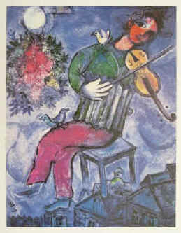 Marc Chagall - Le Violoniste Bleu / Blauer Geiger 1947. Farboffsetlithographie 1993 Ricordi, Milano.