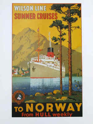Harry Hudson Rodmell: Wilson Line. Summer Cruises to Norway from Hull 1938.