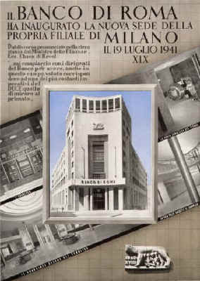Banco di Roma, Milano 1941. Ha inaugurato la nuova sede della propria filiale di Milano.