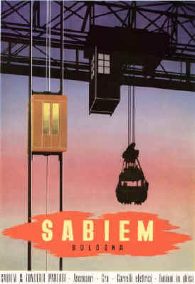 SABIEM Bologna. Sabiem & Fonderie Parenti: Ascensori, Gru, Carrelli elettrici 1941. 