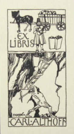 E. Koeppel: Exlibris, antique bookplate for  Carl Althoff