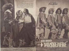 Die drei Musketiere ( The Three Musketeers ). Nach dem Roman von Alexander Dumas.  Illustrierte Film-Bühne Nr. 494, München ( 1950 ). 4 Seiten mit Fotos in Kupfertiefdruck. Regie: George Sidney. Musik: Herbert Stothart. Mit Lana Turner, Gene Kelly, June Allyson, Van Heflin, Angela Lansbury, John Sutton