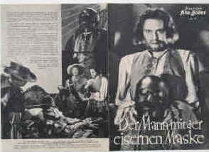 Der Mann mit der eisernen Maske. Originaltitel: The Man with the Iron Mask Illustrierte Film-Bühne Nr. 691, München ( 1950 ). 4 Seiten mit Fotos in Kupfertiefdruck. Regie: James Whale. Mit Louis Hayward, Joan Bennett, Warren Wiliam