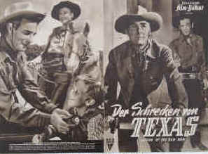 Der Schrecken von Texas ( Return of the Bad Men ).  Illustrierte Film-Bühne Nr. 935, München ( 1950 ). 4 Seiten mit Fotos in Kupfertiefdruck. Regie: Ray Enright. Musik: Paul Sawtell. Mit Randolph Scott, Robert Ryan, Anne Jeffreys, Jacqueline White, George Gabby Hayes