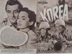 Korea ( One Minute to Zero ).  Illustrierte Film-Bühne Nr. 1918, München ( 1953 ). 4 Seiten mit Fotos in Kupfertiefdruck. Regie: Tay Garnett. Musik: Victor Young. Mit Robert Mitchum, Ann Blyth, William Talman, Charles McGraw, Margaret Sheridan