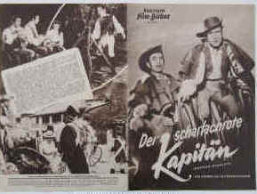 Der scharlachrote Kapitän ( Captain Scarlett ).  Illustrierte Film-Bühne Nr. 1927, München ( 1953 ). 4 Seiten mit Fotos in Kupfertiefdruck. Regie: Thomas H. Carr. Musik: Elias Breeskin. Mit Richard Greene, Edouardo Norriega, Leonora Amar, Isabel del Puerto