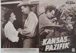 Kansas Pazifik. Originaltitek: Kansas Pacific Illustrierte Film-Bühne Nr. 2096, München ( 1953 ). 4 Seiten mit Fotos in Kupfertiefdruck. Regie: Ray Nazarro. Musik: Albert Sendrey. Mit Sterling Hayden, Eve Miller