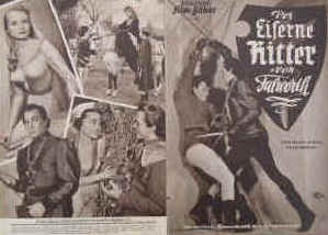 Der eiserne Ritter von Falworth ( The Black Shield of Falworth ).  Illustrierte Film-Bühne Nr. 2641, München ( 1954 ). 4 Seiten mit Fotos in Kupfertiefdruck. Regie: Rudy Mate. Musik: Joseph Gershendon. Mit Tony Curtis, Janet Leigh, David Farrar, Barbara Rush 