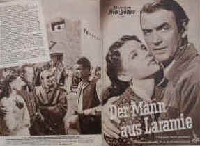 Der Mann aus Laramie ( The Man from Laramie ). Western-Film Illustrierte Film-Bühne Nr. 2997, München ( 1955 ). 4 Seiten mit Fotos in Kupfertiefdruck. Regie: Anthony Mann. Musik: George Duning. Mit James Stewart, Arthur Kennedy, Donald Crisp, Cathy O'Donnell